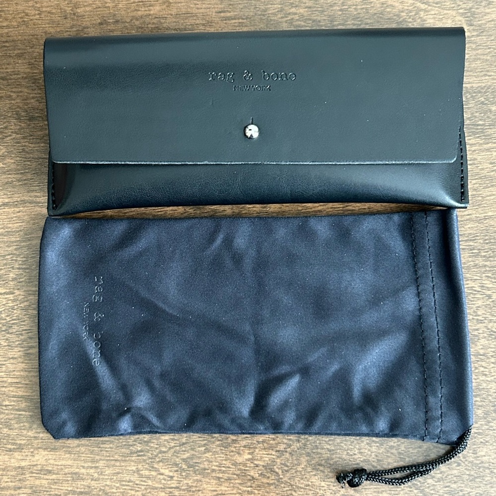 RAG & BONE NEW YORK GLASSES SUNGLASSES CASE WITH CLEANING CLOTH POUCH